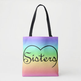 Tote Bag Soeurs Coeur arc-en-ciel fourre-tout