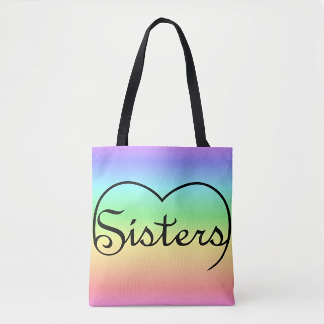 Tote Bag Soeurs Coeur arc-en-ciel fourre-tout (Devant)