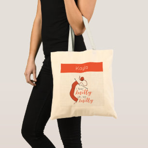 Tote Bag Soft Orange I Feel Knitty, Oh So Knitty