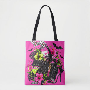 Tote Bag Soirée d'Halloween entre filles Fête de squelett