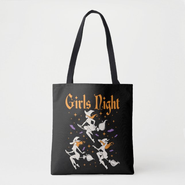 Tote Bag Soirée Filles Sorcières de Halloween Balais (Devant)