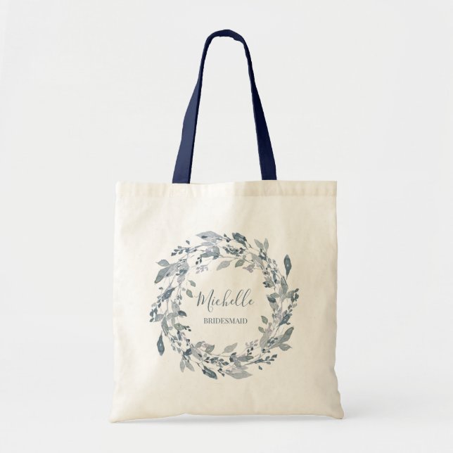 Tote Bag Soirée nuptiale Dusty Blue Greenery (Devant)