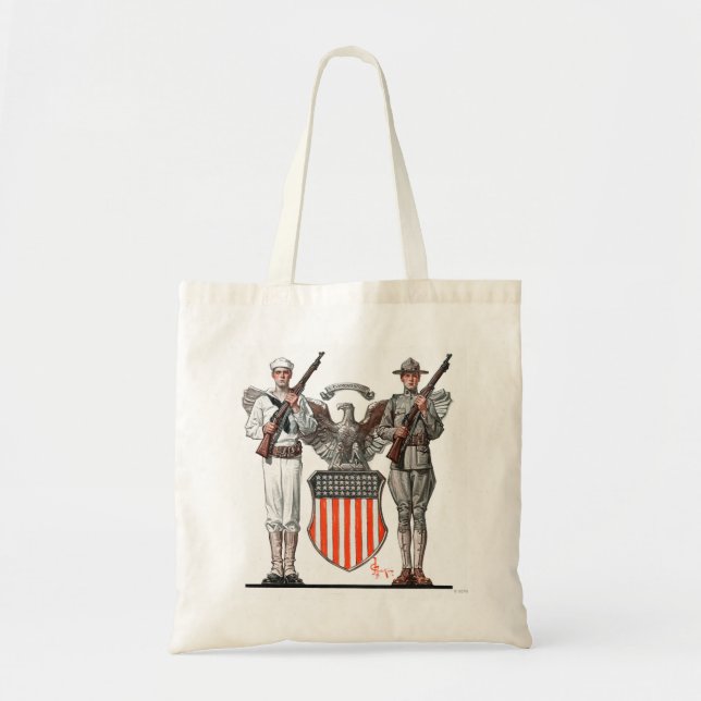 Tote Bag Soldat, marin et bouclier des États-Unis (Devant)