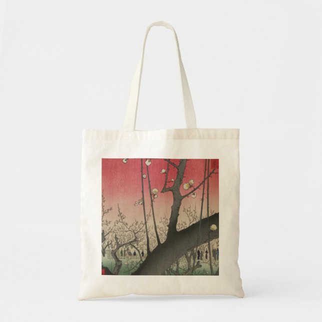 Tote Bag soleil couchant japonais pruniers arbres (Devant)