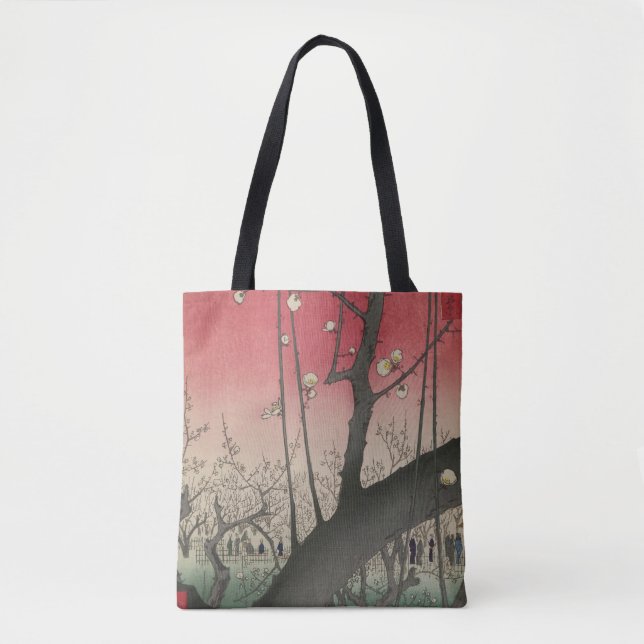 Tote Bag soleil couchant japonais pruniers arbres (Devant)