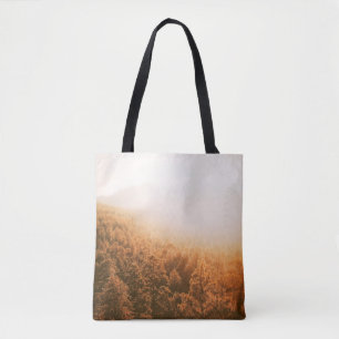 TOTE BAG SOLEIL D'OR SUR UNE FORÊT
