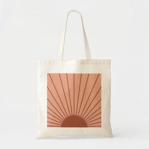 Tote Bag Soleil Earth Tones Sunrise Brown Rust Retro Sunshi