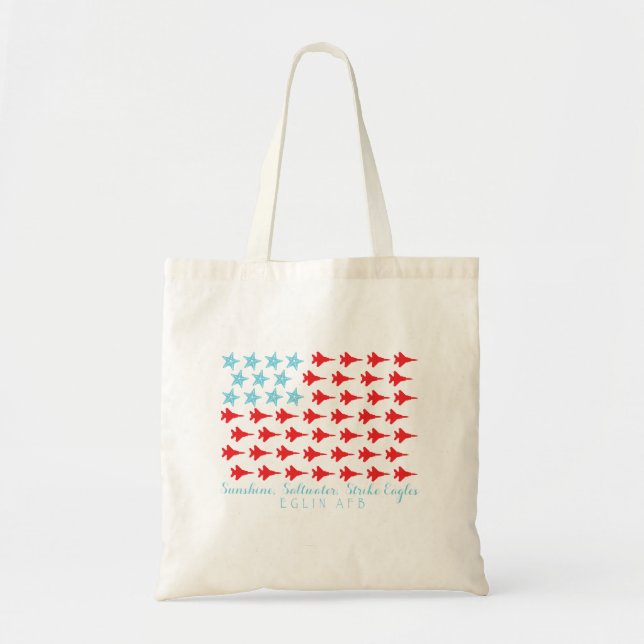Tote Bag Soleil, eau de mer, F15E, drapeau américain (Devant)