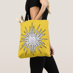Tote Bag Soleil Jaune et Blanc Fantaisiste Astrologie Céles