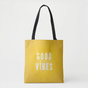 Tote Bag Soleil Jaune et Blanc Good Vibes Vacances / Plage