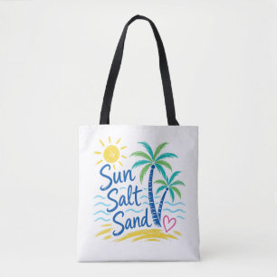 Tote Bag Soleil Sel Sable – Palmier de Plage Tropical Été