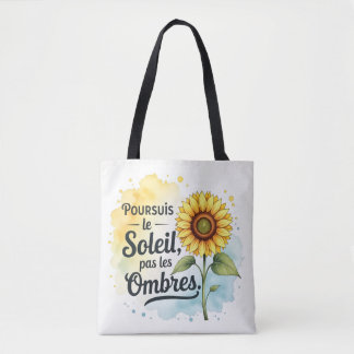 Tote Bag Sonnenblume Inspirierend – Zitat 'Verfolg Tasche