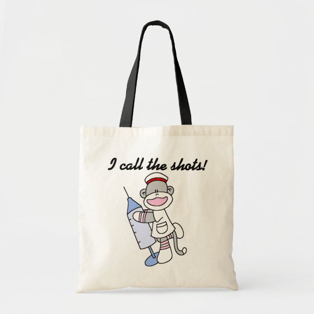 Tote Bag Soq Singe Infirmière J'appelle les coups cadeaux (Devant)