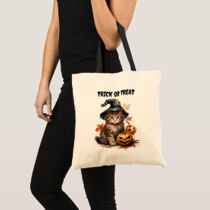 Tote Bag Sorcière Casquette Kitty Chat Jack o'Lantern Enfan