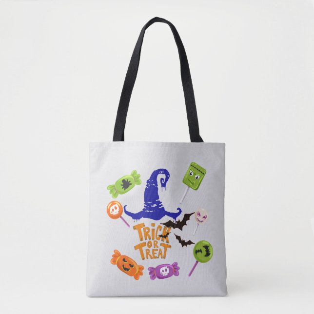 Tote Bag Sorcière Conception Casquette Halloween Trick Ou T (Devant)