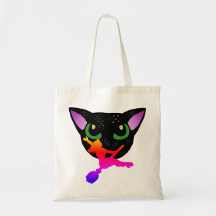 Tote Bag Sorcière nue 2 Arc en ciel Noir Kitty Star Freckle