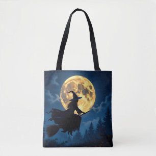 Tote Bag Sorcière sur chambre par Pleine lune Halloween