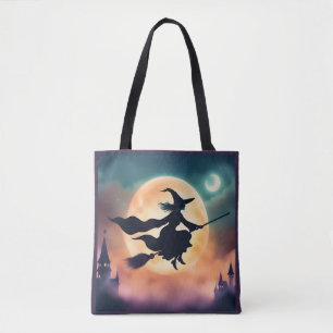 Tote Bag Sorcière sur un balai Halloween