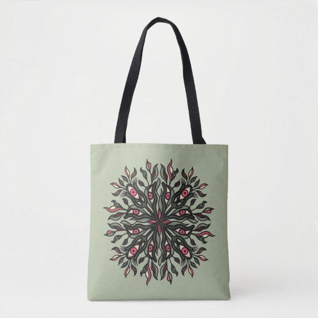 Tote Bag Sorcière verte déplaisante nature amoureux art psy (Devant)