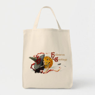 Tote Bag Sorcière vintage de Halloween avec les rubans