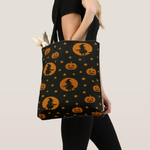 Tote Bag Sorcières volantes et citrouilles flottantes Hallo