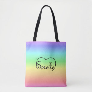 Tote Bag Sorelle Italienne Soeurs coeur arc-en-ciel fourre-