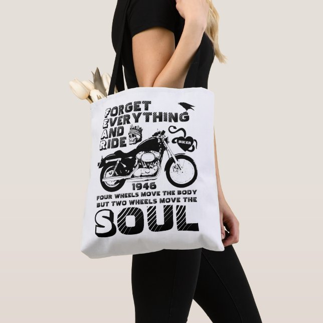 Tote Bag Soul Biker, Date de naissance personnalisée (De près)