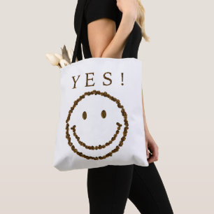 Tote Bag Souriez avec des haricots au café