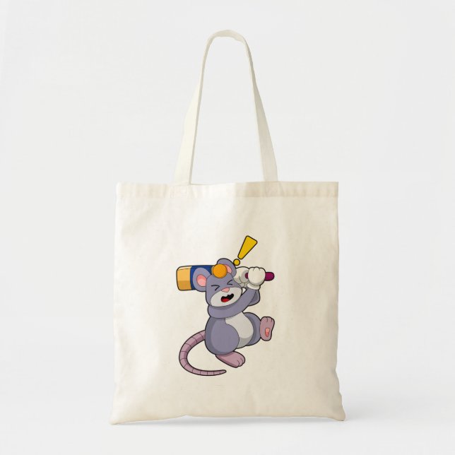 Tote Bag Souris au cricket avec chauve-souris de cricket (Devant)