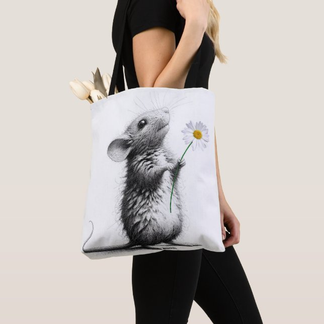 Tote Bag Souris Avec Faisceau Blanc (De près)