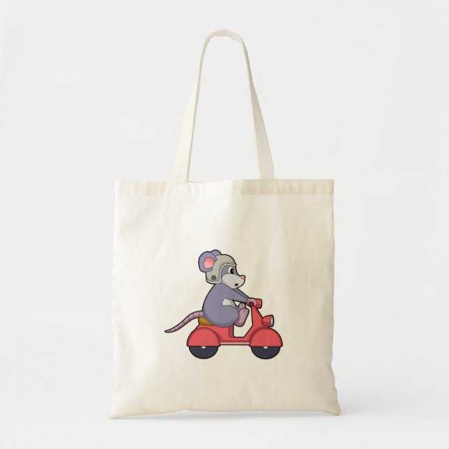 Tote Bag Souris comme Biker avec Scooter.PNG (Devant)