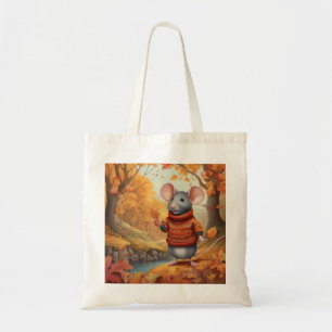 Tote Bag Souris D'Automne Adorable Profitant De La Nature F