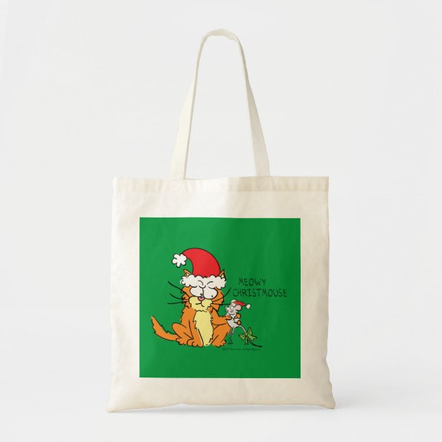 Tote Bag Souris de chat Noël Drôle Cartoon mignonne (Devant)