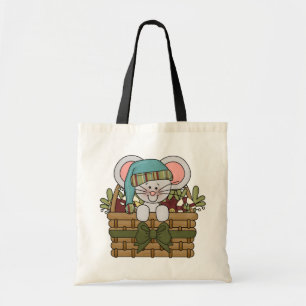 Tote Bag Souris de Noël dans le panier
