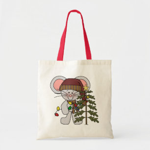 Tote Bag Souris de Noël décorant l'arbre