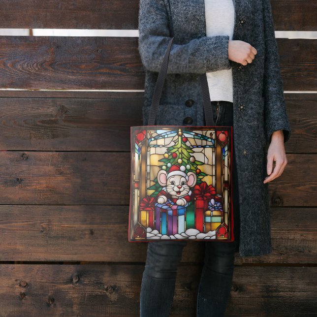 Tote Bag Souris De Noël En Présence Faux Verre Tiré (Créateur téléchargé)