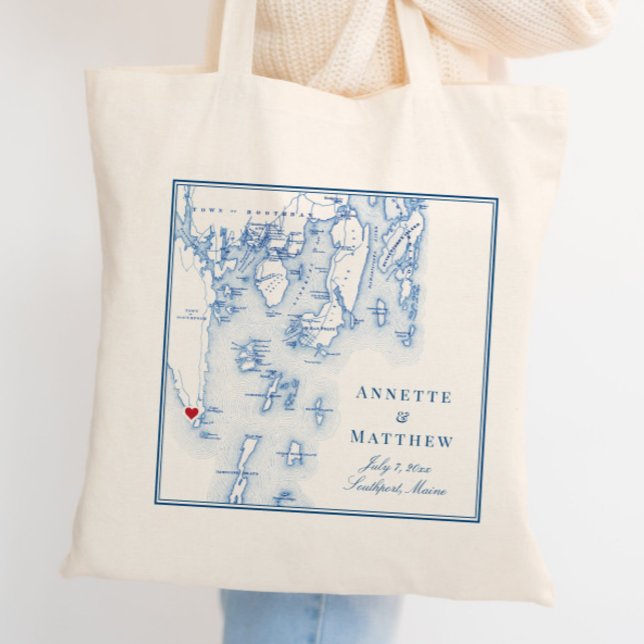 Tote Bag Southport Boothbay Harbour Maine Mariage Bienvenue (This Southport Maine wedding welcome tote bag is perfect for your Newagen Seaside Inn wedding)