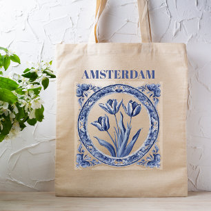 Tote Bag Souvenir d'Amsterdam Tulip Bleu Défaut
