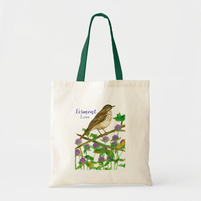Tote Bag Souvenir du Vermont Fourre-tout Hermit Thrush Bird (Devant)