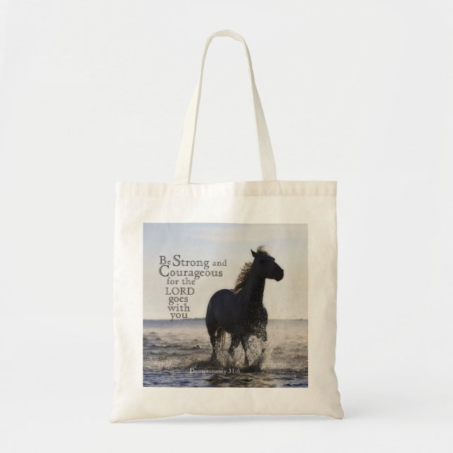 Tote Bag Soyez forte et courageuse Bible Verse Deut 31 Hors (Devant)