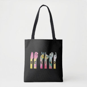 Tote Bag Soyez Gentil Alphabet ASL Langue des Signes Améric