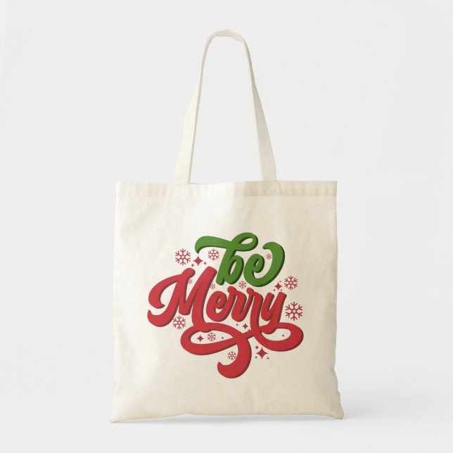 Tote Bag Soyez Joyeux Retro Vacances de Noël Super (Devant)