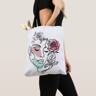 Tote Bag Soyez Vous Ligne Art Visage de Femme Ligne Art