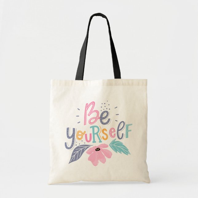 Tote Bag Soyez vous-même | Fleurs Pastel (Devant)