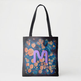 Tote Bag Space Mimosa Golden Nebula Blossom & Monogram