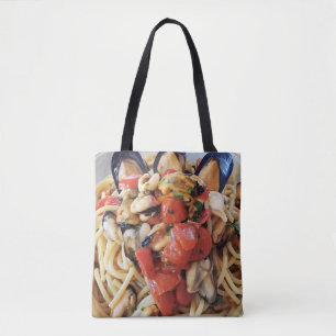 Tote Bag Spaghetti avec moules et tomates cerises Italien T