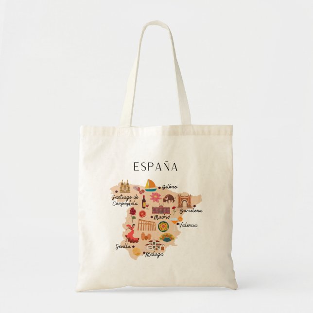 Tote Bag Spain travel map (two-sided print) (Devant)