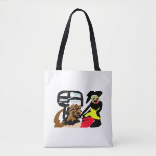 Tote Bag Spaniel d'eau américain et dame marchant