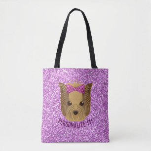 Tote Bag Sparkle Yorkshire Terrier Puppy Dog Parties scinti
