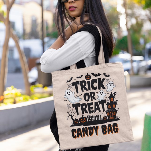 Tote Bag Spectacle d'Halloween avec fantômes, citrouille (Créateur téléchargé)